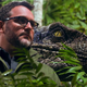Colin Trevorrow with a raptor.